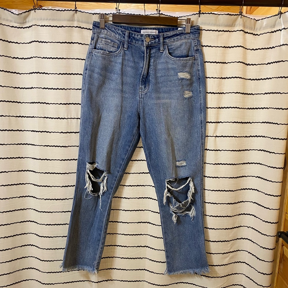 Flying Monkey Light Blue Cropped Denim Pants